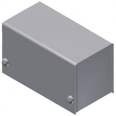 Aluminum enclosure 38x72x43mm. Two-piece. Silver-metalized finish. The base and top shells can be closed with four screws; Silver RAL 9006