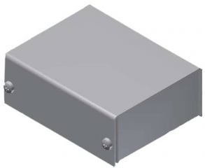 Aluminum enclosure 57.5x72x28mm. Two-piece. Silver-metalized finish. The base and top shells can be closed with four screws; Silver RAL 9006