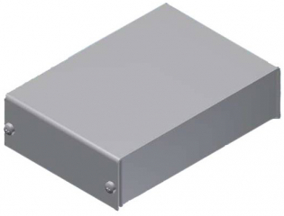 Aluminum enclosure 103x72x28mm. Two-piece. Silver-metalized finish. The base and top shells can be closed with four screws; Silver RAL 9006