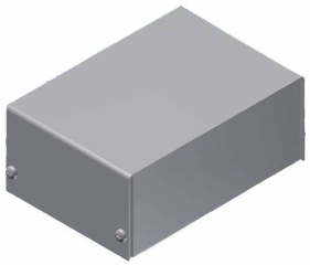 Aluminum enclosure 103x72x43mm. Two-piece. Silver-metalized finish. The base and top shells can be closed with four screws; Silver RAL 9006