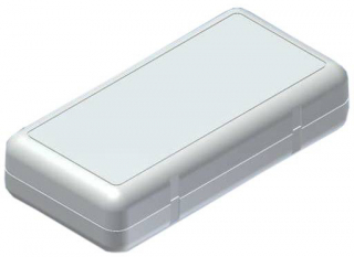 ABS plastic housing 80x56x24.5mm, rounded corners. Bases and lids with mounting studs for PCB. Matt surface. Snap-on closing, Light Grey RAL 9018