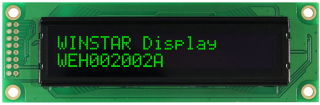 Character OLED Display 20x2 Green; COB 3.08" 116x37x9.8mm; 5.0V; Controller IC: WS0010-TX; Interface: 6800; -40°C to 80°C