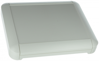 Plastic enclosure 252.5x210x40mm, Recessed area on the top for display up to 10”, IP65 sealing kits, Battery compartment on both sides; White RAL 9002