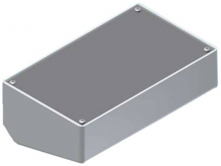 ABS enclosure 161x95x60mm; 15° inclined 1mm aluminium panel; Rounded corners; Glossy surface; Light grey RAL 9018