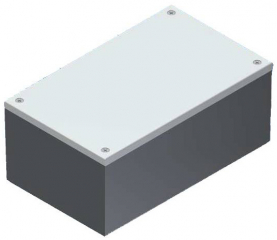 ABS enclosure 160x96x66.9mm; Glossy surface finish; Base with studs for fixing the PCB; Dark grey RAL 7012/Light grey RAL 9018