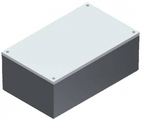 ABS enclosure 215x130x82.9mm; Glossy surface finish;  Base with studs for fixing the PCB; Dark grey RAL 7012/Light grey RAL 9018
