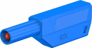 Insulated banana plug 4mm, 32A, 1000V CATIII, blue, solder connection