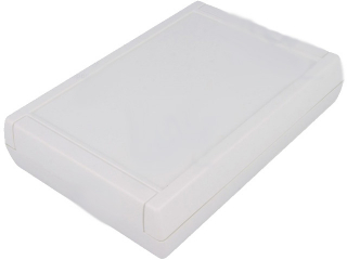 ABS HH-enclosure 188.5x133.5x39.5mm; 1.8mm recessed area to hold membrane keypad; Guides and mounting pillars for PCB; Matt surface; White RAL 9002