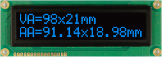 Character OLED Display Module 16x2 Blue 122x44x10 mm, 5V; Built-in Controller WS0010; Interface: 6800, option 8080, SPI; -40?C to +80?C