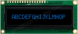 Character OLED Display 16x1 Blue; COB 80x36x10mm; 5.0V; Built-in Controller WS0010; Interface: 6800; -40?C to +80?C