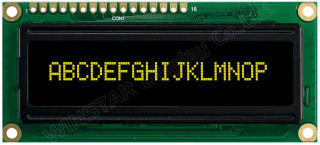Character OLED Display 16x1 Yellow; COB 80x36x10mm; 5.0V; Built-in Controller WS0010; Interface: 6800; -40?C to +80?C
