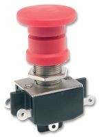 PUSH-PULL Switch, Industrial, DPDT Latching, OFF-ON, 2A/250VAC, Panel, Actuator(Plunger) RED 24mm dia.  ||  DISCONTINUED