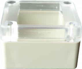 Low cost sealed enclosures, ABS, Grey body, Clear lid, 65x60x40mm