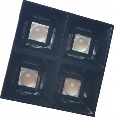 Lens Array Daisy, 80° wide beam, Screw/Pin Fastening, clips, 79.4x79.4x20.2mm, gloss black