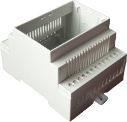 Set of B6703102(DIN Rail Enclosure, Ventilated, Covers ordered separately, 71x90x58mm)+B6803112(Terminal guards, perforated, 70.6mm, P5.08)