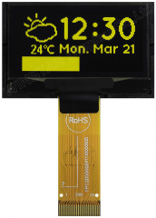 Graphic OLED Display Module; COG; 1.54" 128x64; Yellow; 45.24x29.14x2.01mm; SSD1309 IC; 6800, 8080, 4-wire SPI, I2C; Vdd=3.0V; -40°C to +80°C
