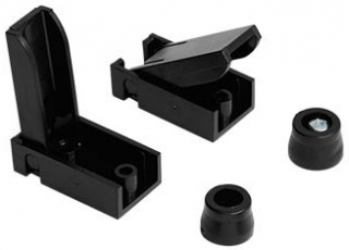 Enclosure feet with liftable back, ?12x10 mm front and 30.25x16x9.0 mm back, black