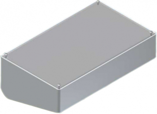 ABS enclosure 216x130x80.5mm; 15° inclined transparent polycarbonate cover over an anodised 0.5mm aluminium panel; Glossy surface; Light grey RAL 9018