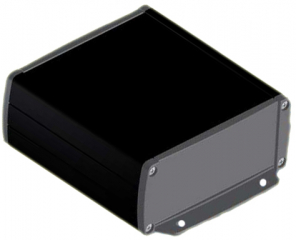 Extruded alu-case 110x106x46mm with ABS flanged end panels, Internal slots for PCB, Recessed area for keypad, Black RAL 9004/Dark grey RAL 7012
