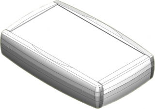 Plastic enclosure 155x96x35mm with soft sides ,battery compartment for 2x  AA or 1x 9V,closing by four screws; White RAL 9002/Light grey RAL 9018