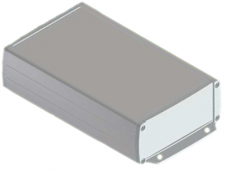 Extruded alu-case 175x106x46mm with ABS flanged end panels, Internal slots for PCB, Recessed area for keypad, White RAL 9002/Light grey RAL 9018