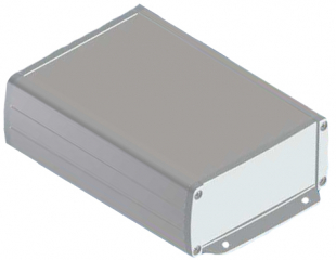 Extruded alu-case 145x106x46mm with ABS flanged end panels, Internal slots for PCB, Recessed area for keypad, White RAL 9002/Light grey RAL 9018
