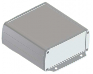Extruded alu-case 110x106x46mm with ABS flanged end panels, Internal slots for PCB, Recessed area for keypad, White RAL 9002/Light grey RAL 9018