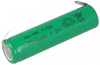 Rechargeable Ni-MH Battery with Soldering Lugs, 3800mAh, 1.2V, L66.2xD16.6mm   