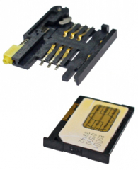 SIM Card socket; Bar Push with Tray Holder; with Card Detect Switch; 6+2 pin