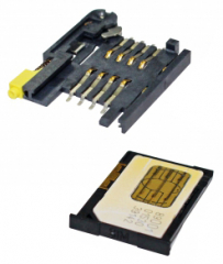 SIM Card socket; Bar Push with Tray Holder; with Card Detect Switch; 8+2 pin