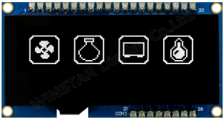 Graphic OLED Display Module; COG+FR+PCB; 128x32; White; 66.5x35.0x10.55mm; DCT Attached Capacitive Touch; SSD1305 + FT6336U; Vdd=3.3V; -20°C to +70°C