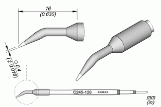 Cartridge(Tip) Bent Conical Soldering, 0.4x16mm