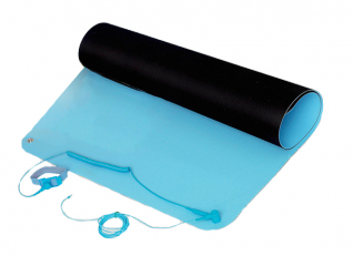 Two layer LABESTAT mat, sky-blue/black, 600x1200x2mm+adjustable wrist strap+ground cord 3m+4 snap fasteners