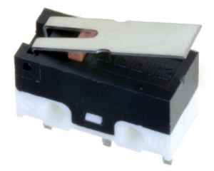Микропревключвател, 3p R/A, SPDT, незадържащ, с лост, 3A/125V, 12.7x5.8x6.5mm
