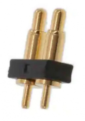 Pogo Pin Connector TH 2 Pos. (2 Rows x 1 Pos.) P2.54mm, Height 6.0mm Brass Gold Plated