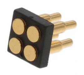 Pogo Pin Connector SMD 4 Pos. (2 Rows x 2 Pos.) P2.54mm, Height 7.5mm, Brass Gold Plated