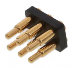 Pogo Pin Connector SMD 6 Pos. (2 Rows x 3 Pos.) P2.54mm, Height 7.5mm, Brass Gold Plated