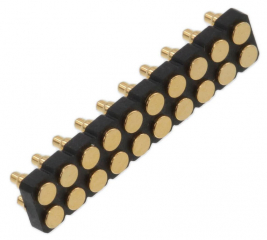 Pogo Pin Connector SMD 20 Pos. (2 Rows x 10 Pos.) P2.54mm, Height 4.5mm, Brass Gold Plated