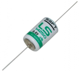 Lithium Primary Battery (Li-SOCl2); 1/2AA Bobbin Cell; Axial Leads; 3.6V/1200mAh, -60°C to +85°C