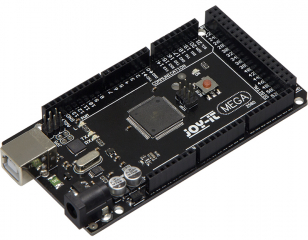 Arduino MEGA2560-compatible Evaluation Board based on ATmega2560; 54 digital I/O (incl. 15 PWM); 16 analog inputs; USB; ICSP header; Reset button
