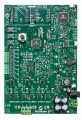 dsPIC33CK Low Voltage Motor Control (LVMC) Development Board; Supports 12 to 48V/10A continuous current (up to 20A with an optional fan or heatsink)