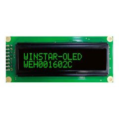 Character OLED Display 16x2 Green; COB 2.26" 85x36x10mm; 5.0V; Controller IC: WS0010-TX; Interface: 6800; Longlife; -40~80°C