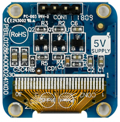 Graphic OLED Display Module; COG+PCB; 0.96" 128x64; Yellow; 38.0x28.5x2.37mm; SSD1306BZ IC; I2C; Vcc=3.3V; -40°C to +80°C