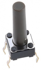 Tactile Switch, Top Actuated, 6.6x6.0x17mm, TH Snap-in, SPST-NO, Operating Force 1.57N(160gf), 12VDC, 50mA, Grey
