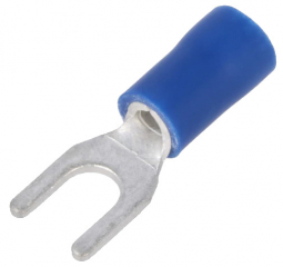 Кабелен накрайник-вилка, за кабел 1.5-2.5 мм2, закрепване с М4, изолирана, синя