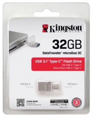 Kingston 32GB DT microDuo 3C, USB 3.0/3.1 + Type-C flash drive