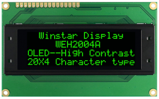 Character OLED Display 20x4 Green; 98x60x10mm; 5V; WS0010 Controller IC; -40 to +80°C