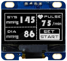 Graphic OLED Display Module; COG+PCB; 1.28" 128x64; White; 35.5x32.0x2.66mm; SH1106 IC; I2C; Vcc=3.3V; -40°C to +80°C