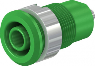 Insulated banana socket 4mm, CAT III 24A, 1000V, screw panel mount, solder connection, Green
