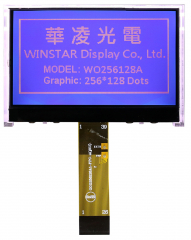 Graphic LCD Module; COG; 256x128; White LED BL; STN Neg. Blue, Transmissive; 80.0x54.0x9.05mm; ST75256i IC; 6800, 8080, SPI, I2C; 3.3V; -20°C to +70°C